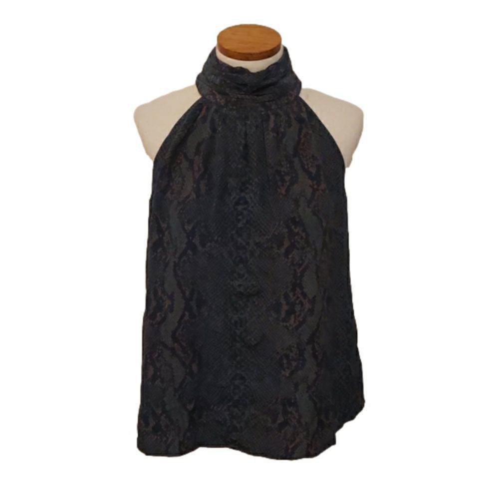 Joie 'Erola' Silk Mock-Neck‎ Sleeveless Halter Top Peacock Print Size Large NWT